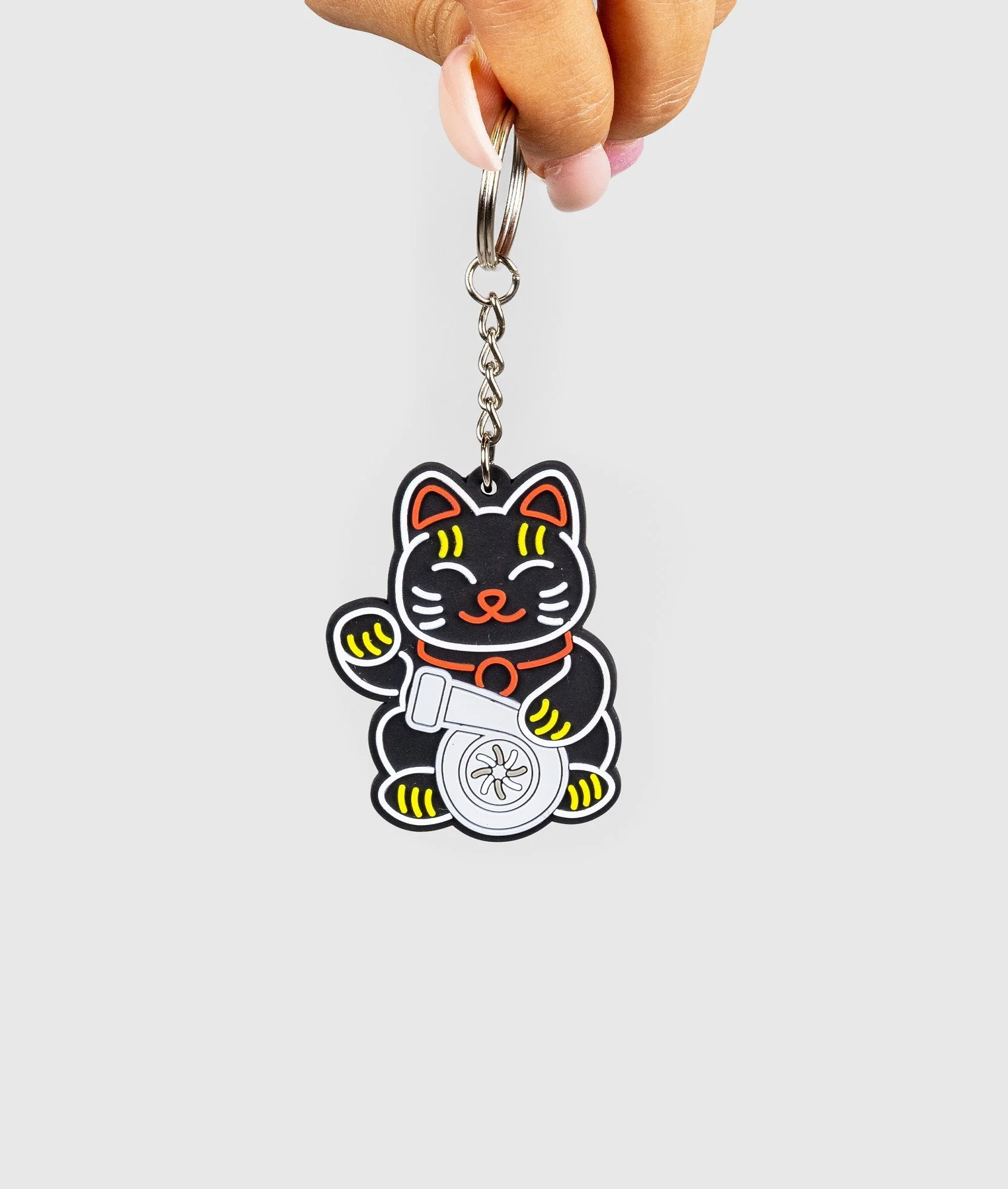 Black Kitty Rubber Key Ring - Image 2