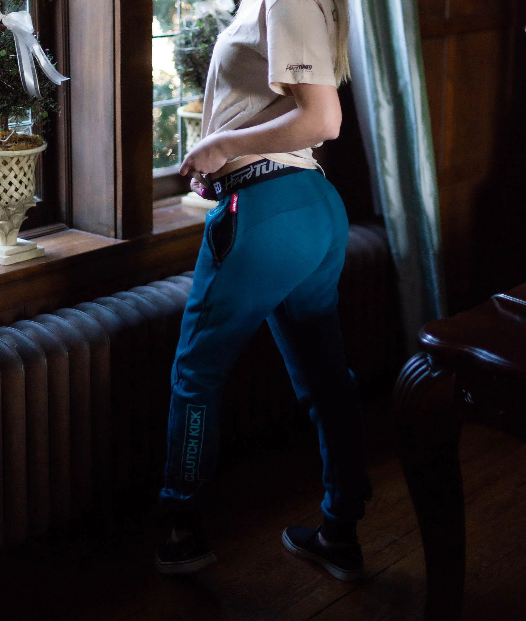 Ladies Power Over Trackies - Teal - Image 2
