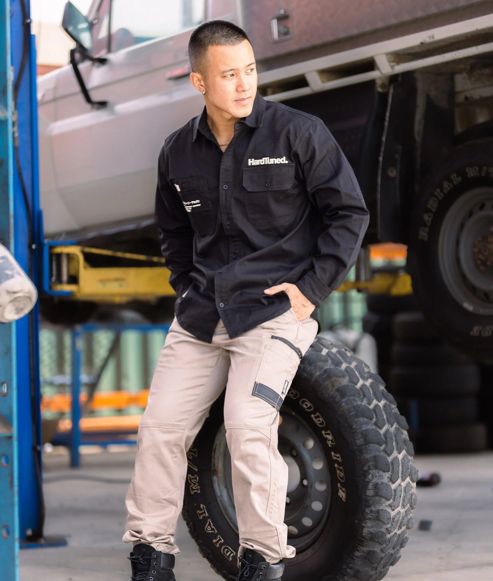 Hardtuned Long Sleeve Work Shirt - Black - Image 2