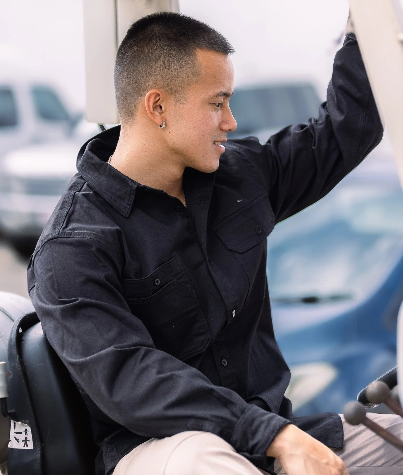 Long Sleeve Work Shirt - Black - Image 5