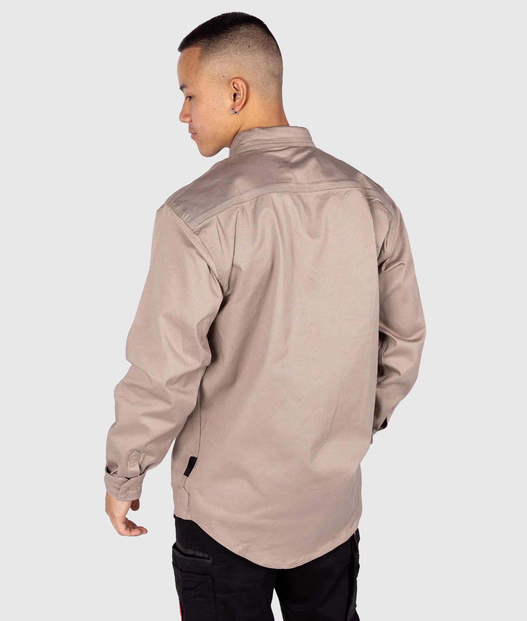 Long Sleeve Work Shirt - Tan - Image 3
