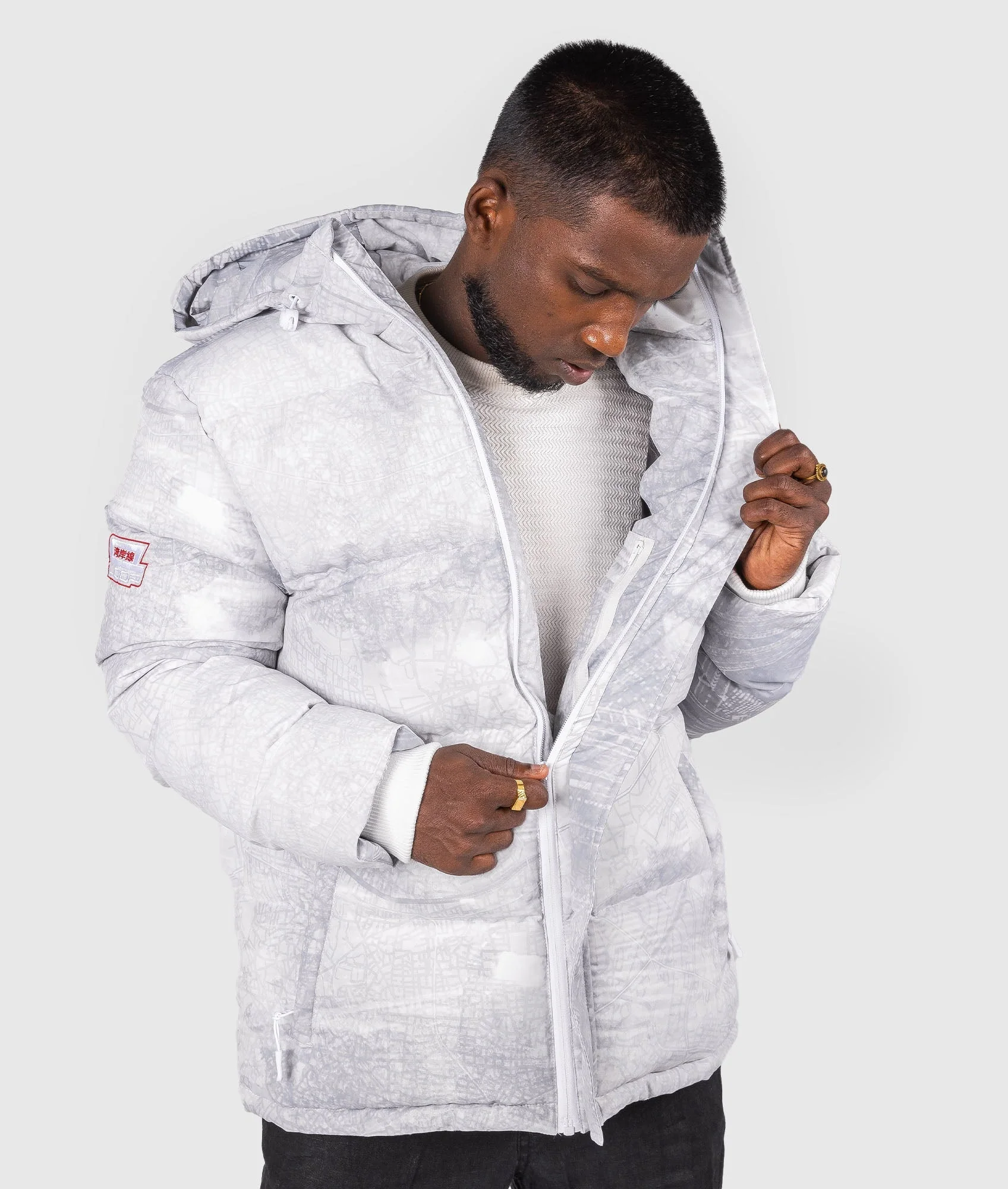 Mens Shuto White Puffer Jacket - Image 13