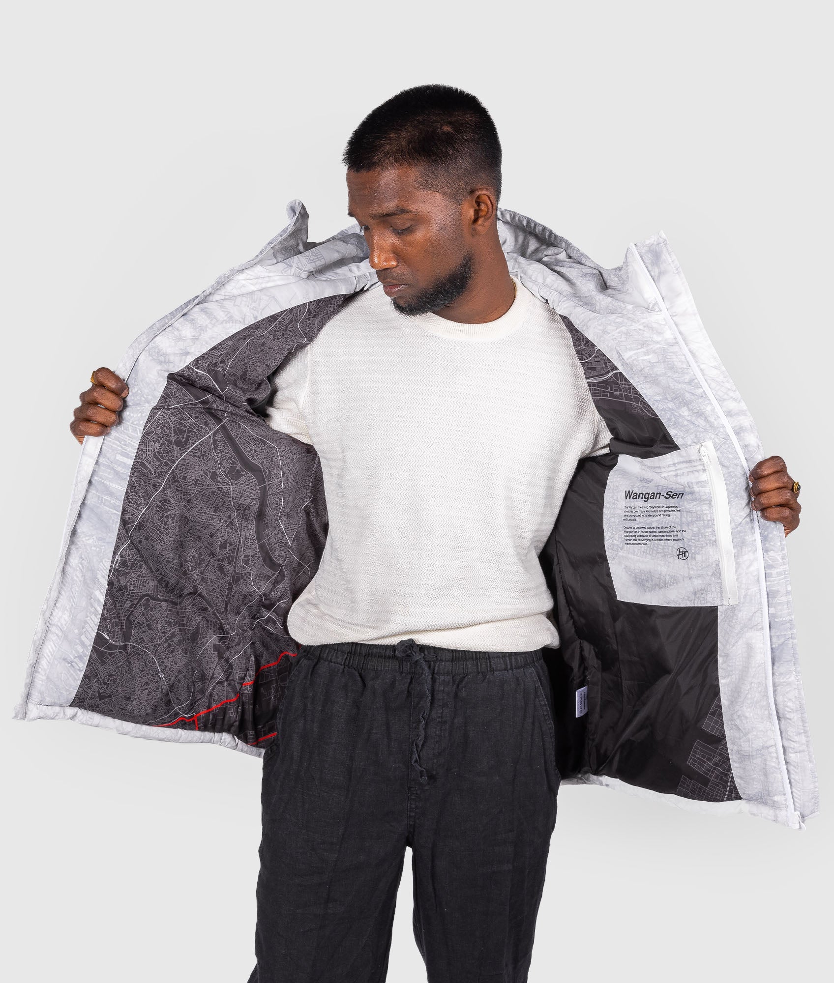 Mens Shuto White Puffer Jacket - Image 4
