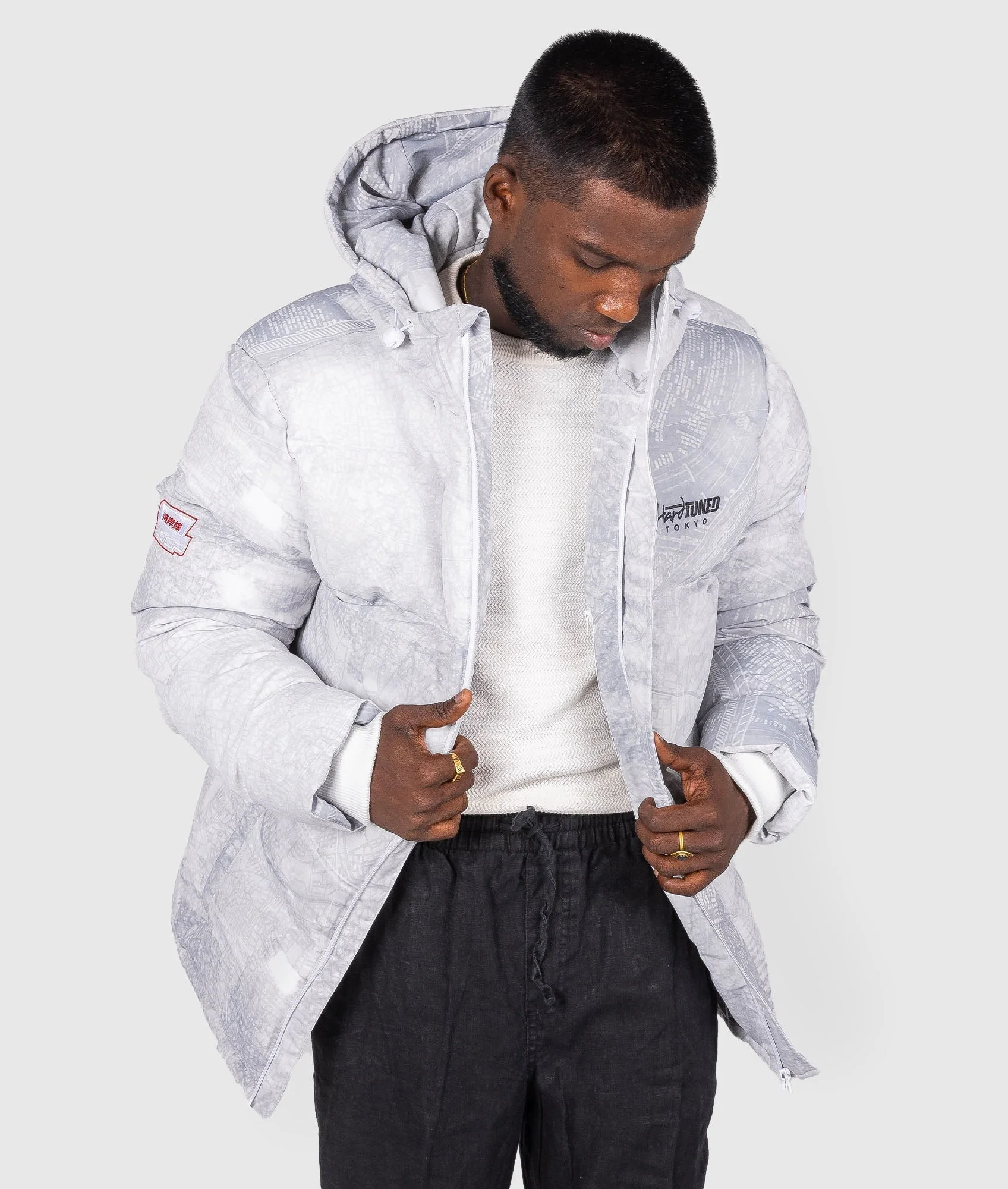 Mens Shuto White Puffer Jacket - Image 9