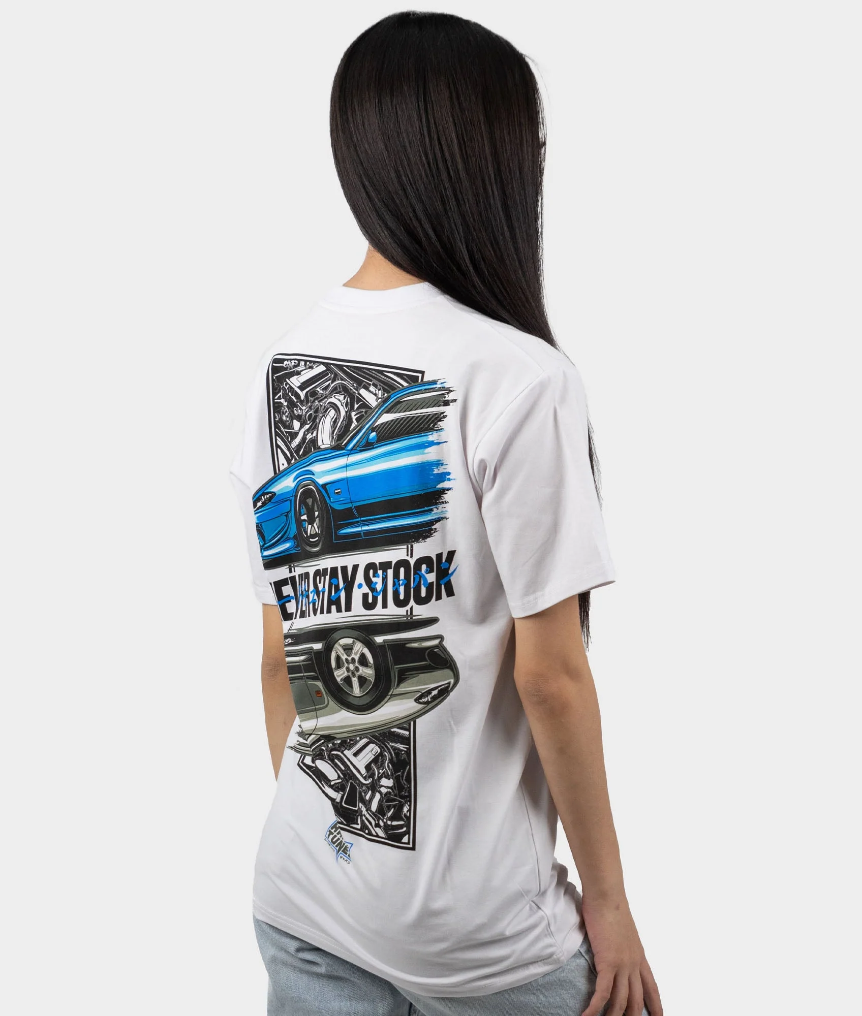 Nissan Silvia S15 Never Stay Stock Womens Tee - Image 6