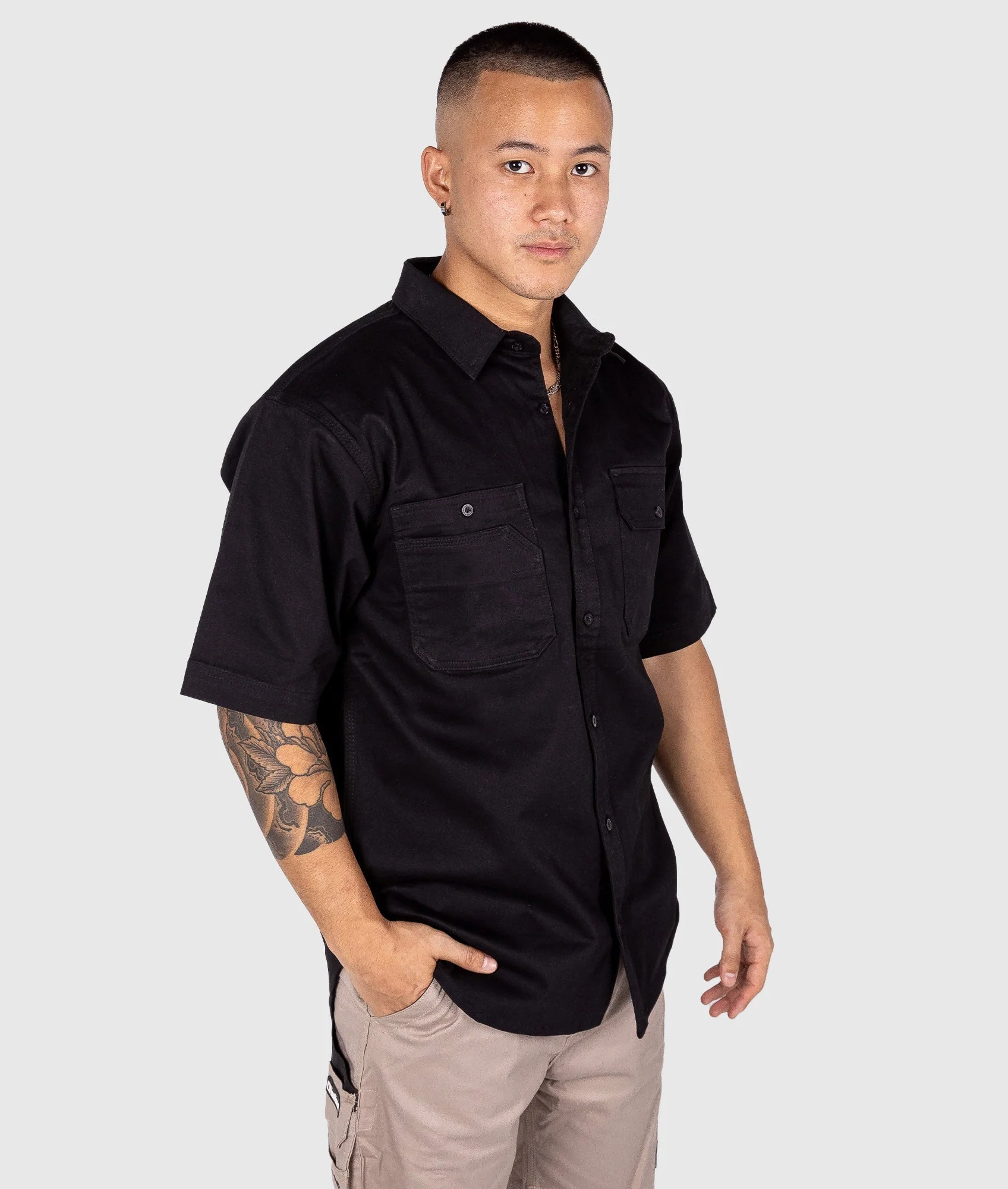 Short Sleeve Work Shirt - Black