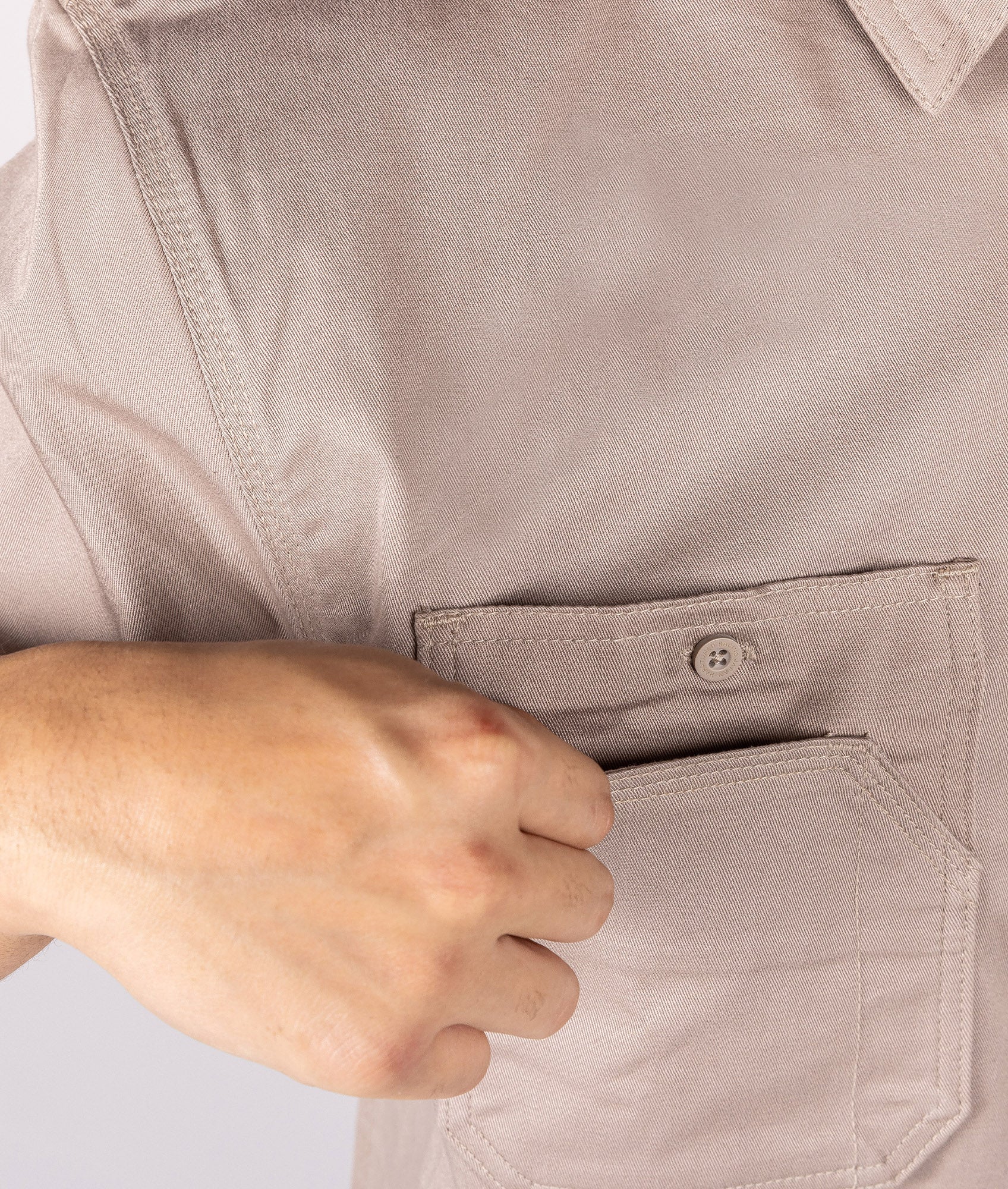 Short Sleeve Work Shirt - Tan - Image 7