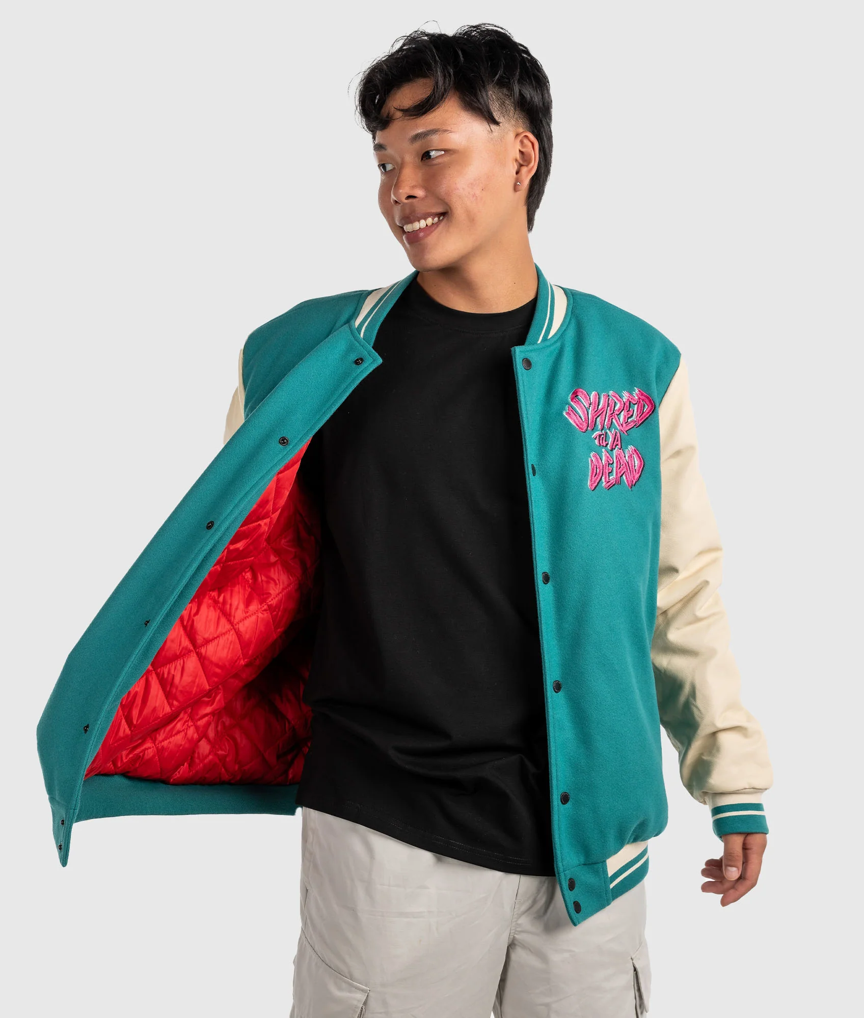 Shred Til Ya Dead Varsity Jacket - Image 3