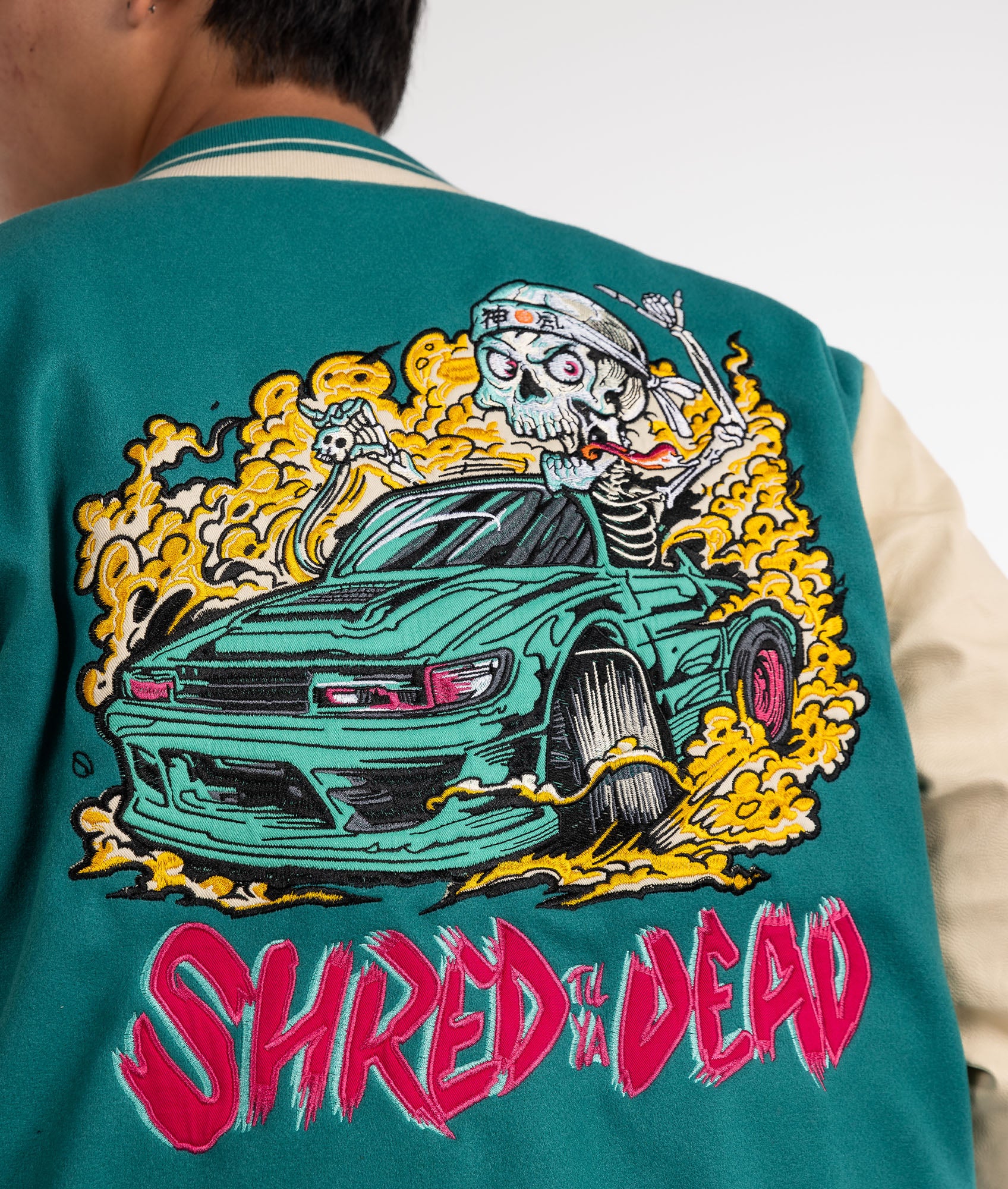 Shred Til Ya Dead Varsity Jacket - Image 4