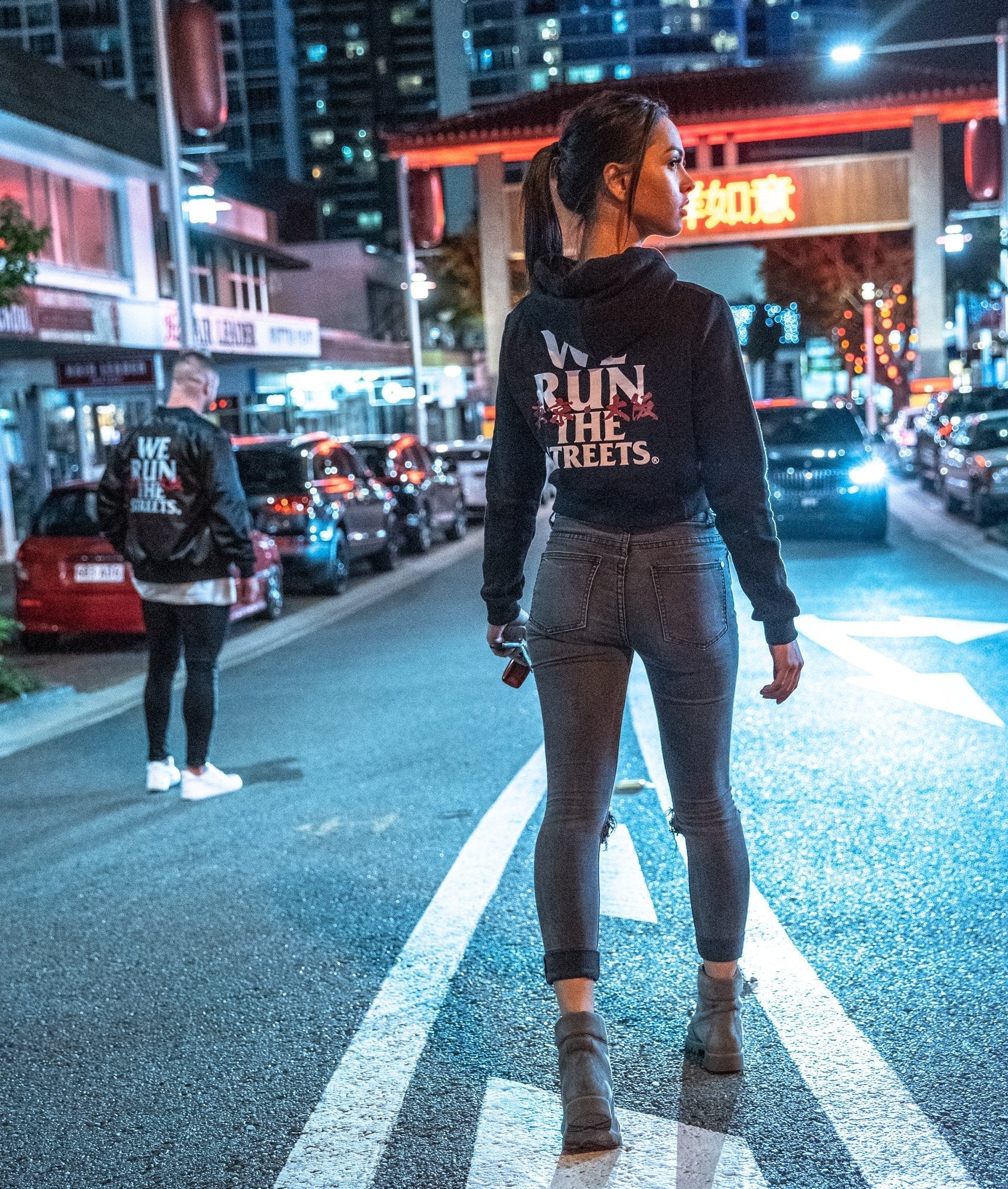 We Run The Streets Womens Cropped Hoodie - Image 2