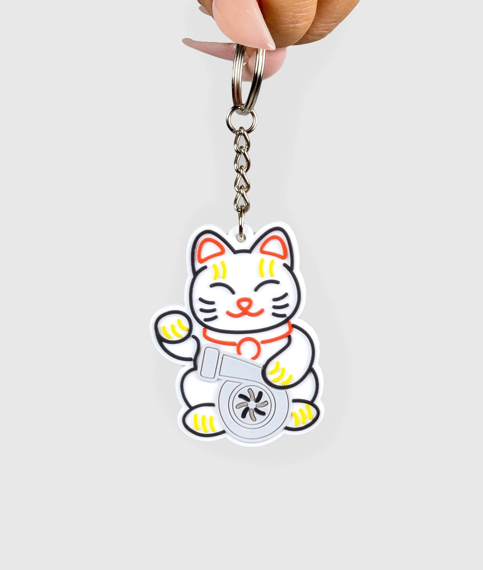 White Kitty Rubber Key Ring - Image 2