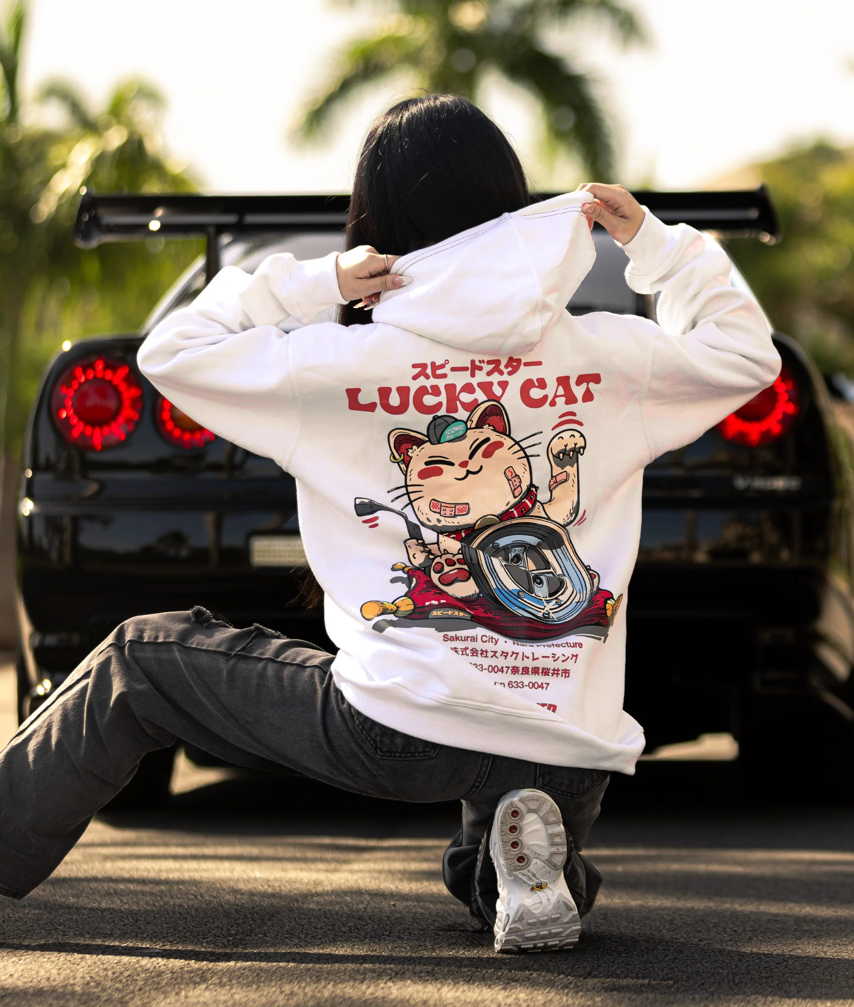 Womens Lucky Cat Hoodie - Image 12