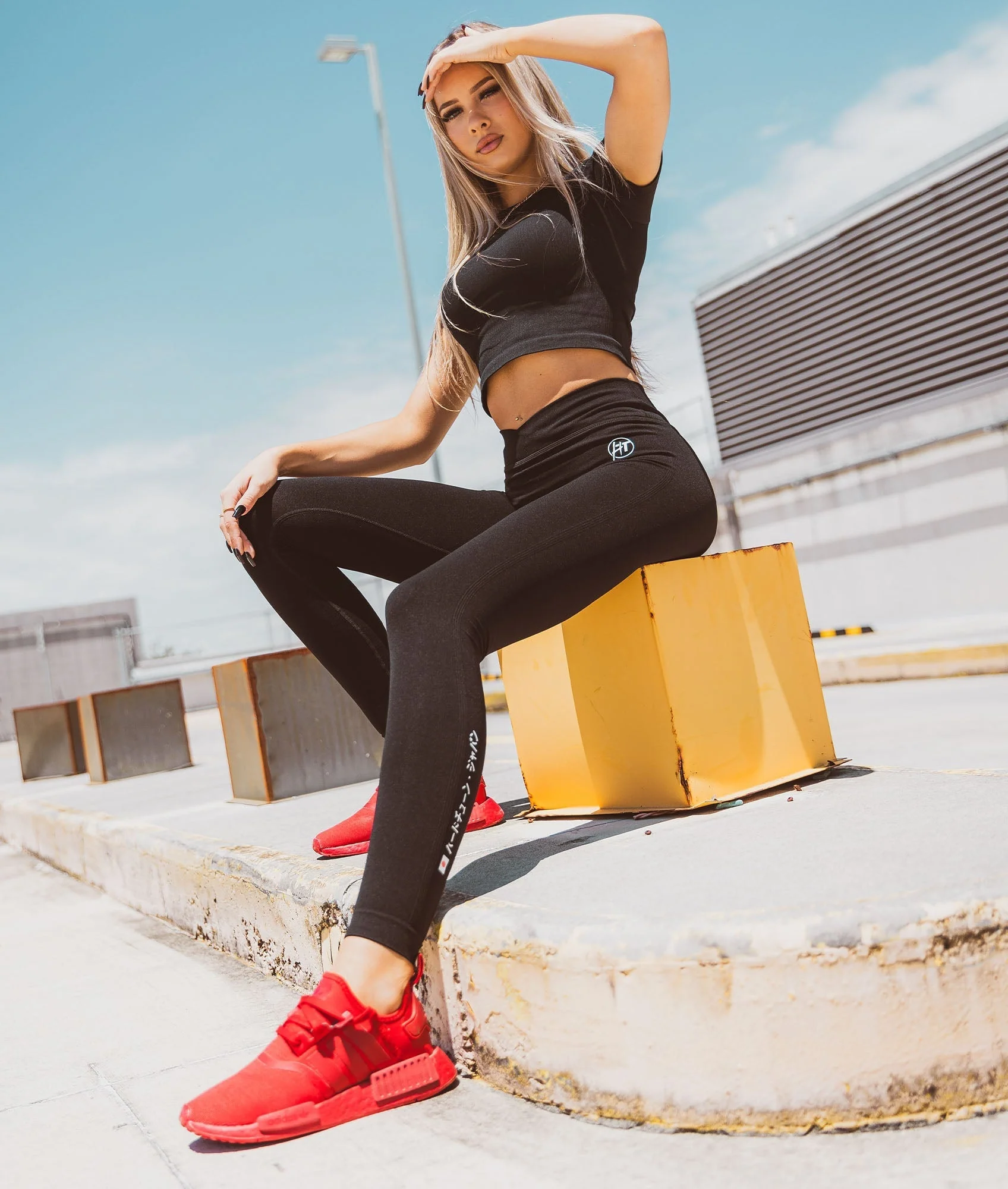 Sakura Seamless Leggings - Black - Image 2
