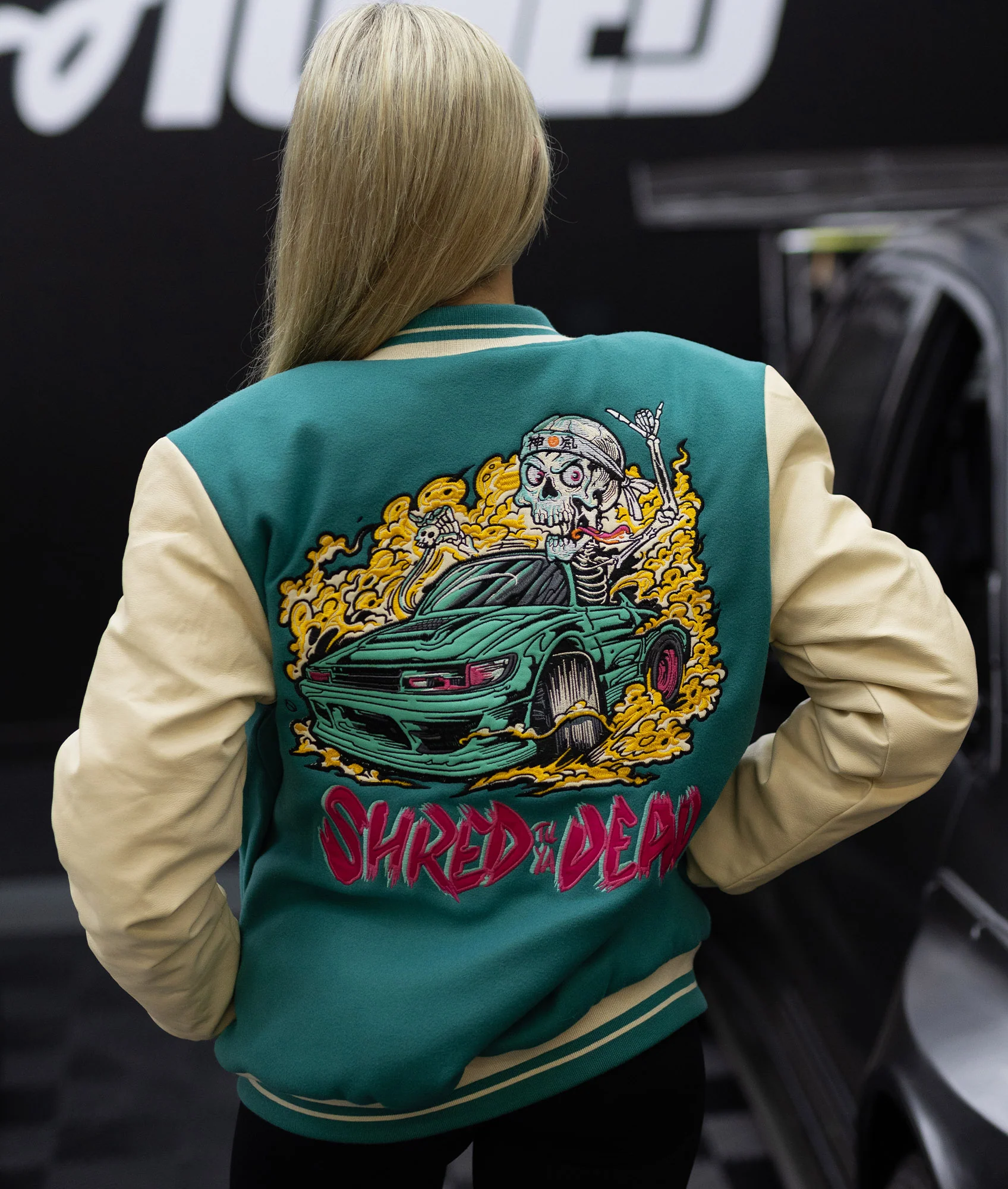 Womens Shred Til Ya Dead Varsity Jacket - Image 2