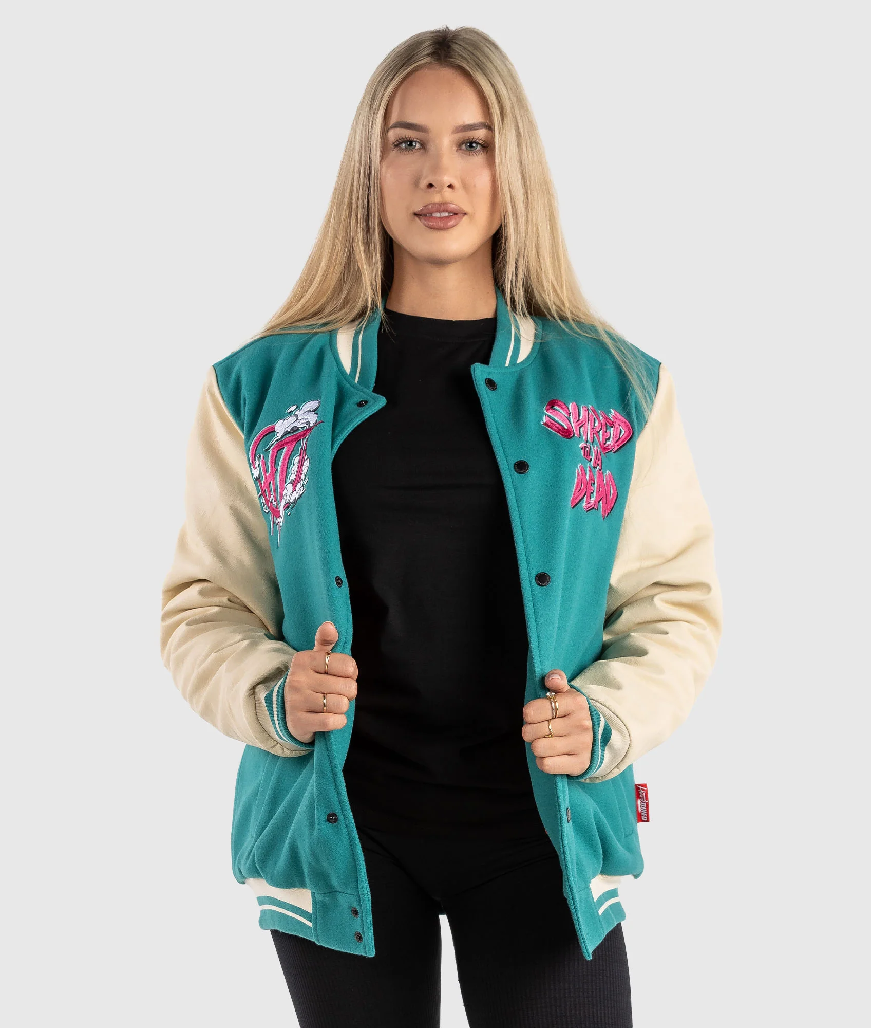 Womens Shred Til Ya Dead Varsity Jacket - Image 3