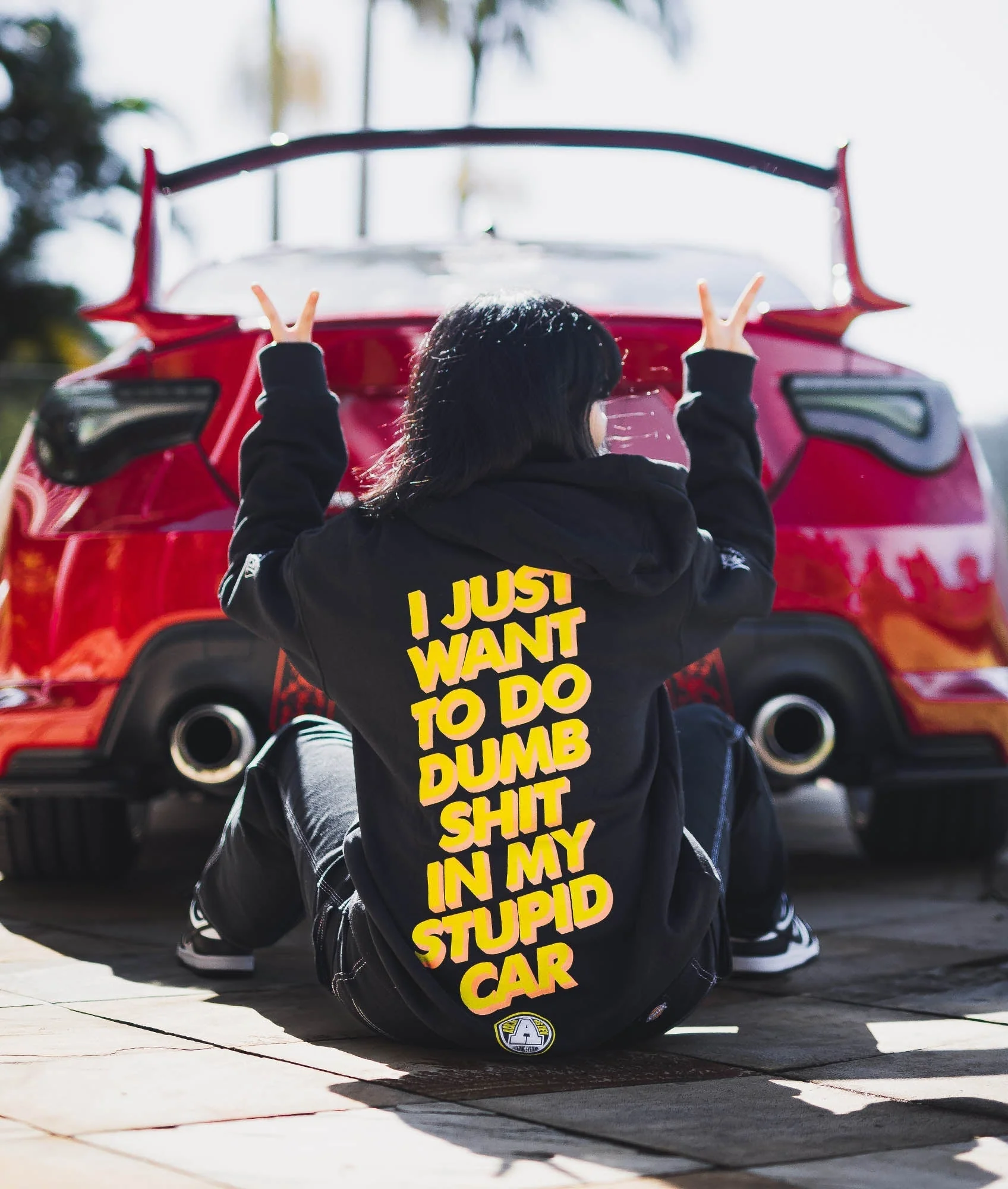 Womens Stupid Car Hoodie - Image 2